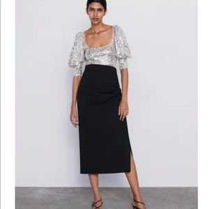 Zara silver/nude sequin cropped top size small